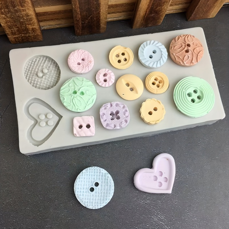 Soap Making Material - قالب سيليكون على شكل أزرار، قالب