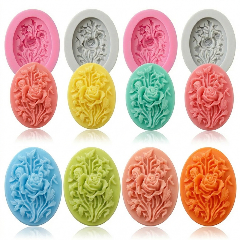 4 قوالب سيليكون على شكل زهرة،  - مراجعة Soap Making Silicone Molds وسعره