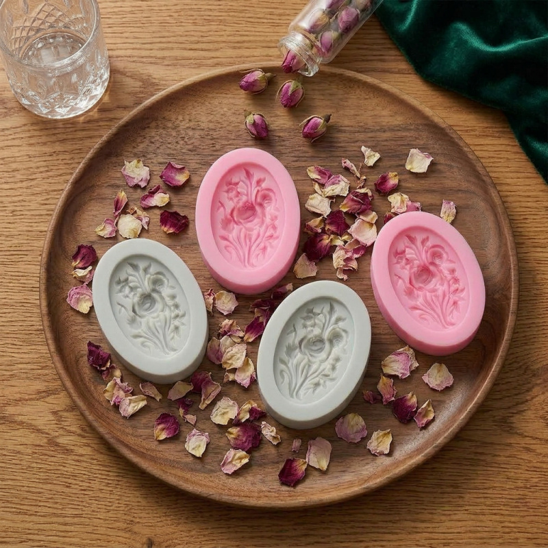 4 قوالب سيليكون على شكل زهرة،  - مراجعة Soap Making Silicone Molds وسعره